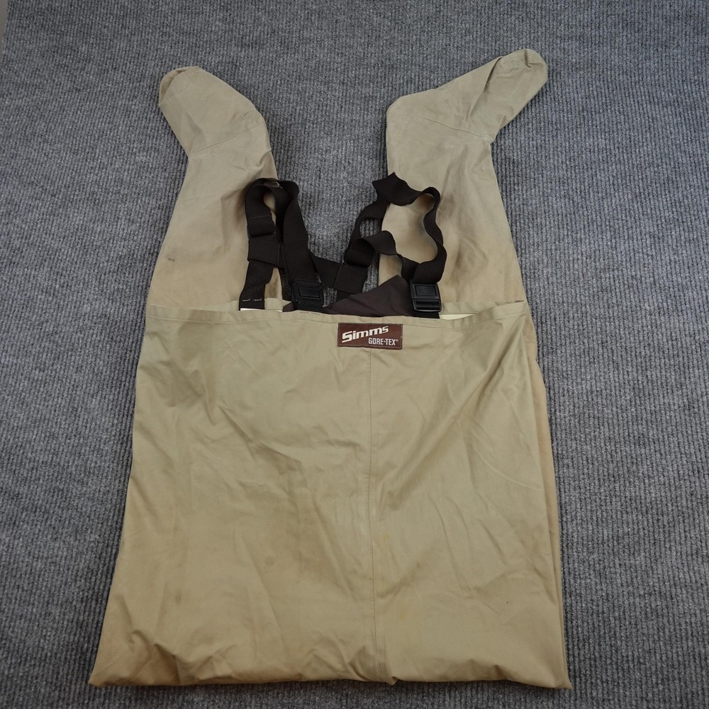 Simms Goretex Chest Waders Mens Beige Stockingfoot Made In USA Fly Fishing